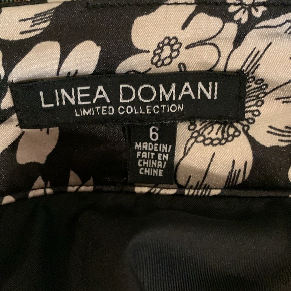 Linea Domani Limited Collection floral blk/gray satin midi skirt. Size 6. EUC. - Picture 3 of 9